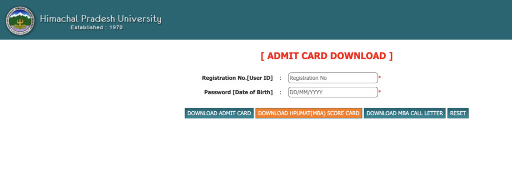 HPU BSc Nursing Admit Card 2024 25 Login Reset HPU Shimla Exam